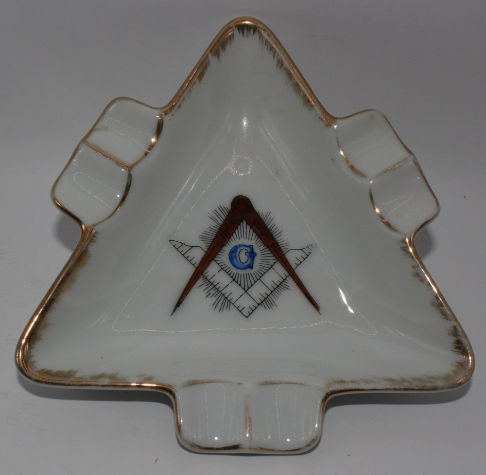 Vintage Masonic Freemason Ceramic Ashtray Lefton China